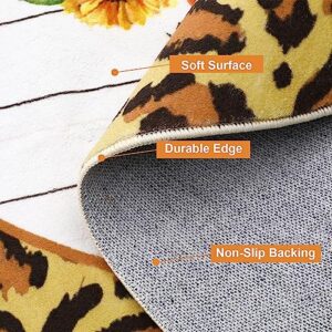 Ileading Round Fall Area Rug Non Slip Shaggy Soft Sunflower Pumpkin Sofa Circle Carpet 4ft Cute Harvest Thanksgiving Decorative Runner Rug Machine Washable Throw Rugs for Bedroom Living Room eggchair