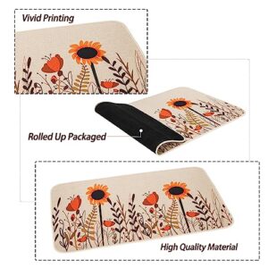 MUGANYI Fall Flower Thanksgiving Autumn Doormat - Holiday Welcome Non Slip Rug Sunflower Natural Door mat for Indoor Outdoor Entrance 17" x 29"