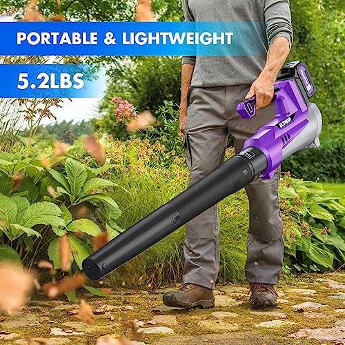VANPORE Electric Leaf Blower Cordless：580 CFM 6-Gear Wind Speed Regulation with 4.0Ah Battery Powered，Electric Blower for Lawn Care, Yard, Grass, Patio, Blowing Leaves and Snow