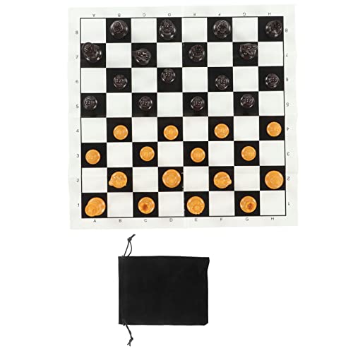 International Plastic Chess Set,Chess Set with 25CM Plastic Film Chessboard and Storage Bag PS International Chess for Adults Kids (Brown)