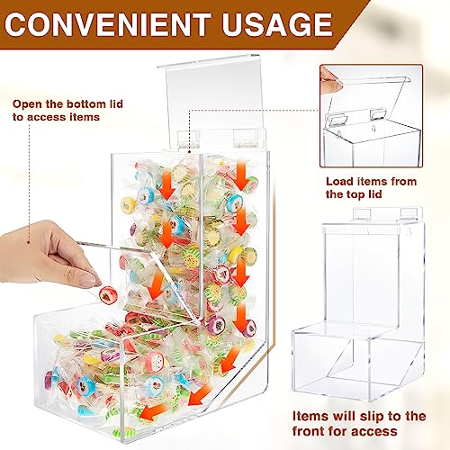 Thyle 2 Pcs Acrylic Candy Dispenser Bin Candy Storage with Lids Clear Snack Dispenser Acrylic Storage Box Small Bulk Accessories Organizer for Candy Bars Coffee Creamers Finger Cots Clean Wipes