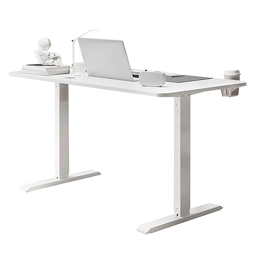 LCVXYERQ 63x24inch Adjustable Desk Stand up Desk Electric Standing Desk Adjustable Height Sit Stand Home Office Desk Including Splice Table Plate White