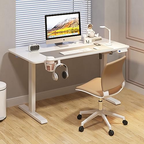 LCVXYERQ 63x24inch Adjustable Desk Stand up Desk Electric Standing Desk Adjustable Height Sit Stand Home Office Desk Including Splice Table Plate White