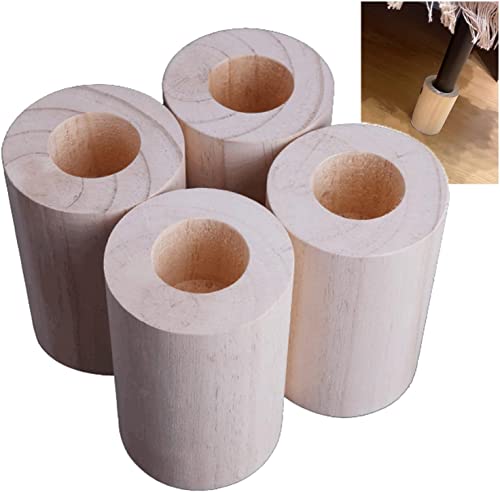 Set of 4 Bed Risers Furniture Risers, Furniture Height Raisers Lifting Height 15cm, Heavy Duty Furniture Wooden Lifts, for Tables Chairs Sofas Cabinets Bed(Size:Inner Diameter 3.2cm)