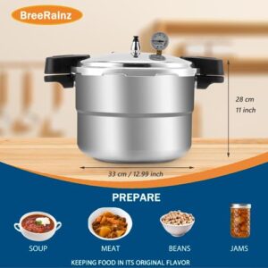 BreeRainz 19 Quart Pressure Cooker,Induction Compatible Aluminum Pressure Canner w/Pressure Gauge and Cooking Rack for Family or Commercial Use