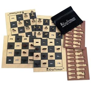 MilesMagic Wooden Portable Chess Board Set | Professional Pieces with Splittable Tray and Storage Bag | Traveller Chess Game for Age Groups (11.5x11.5 Inches)