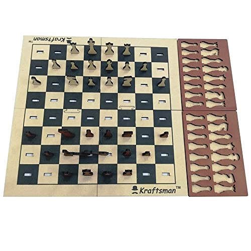 MilesMagic Wooden Portable Chess Board Set | Professional Pieces with Splittable Tray and Storage Bag | Traveller Chess Game for Age Groups (11.5x11.5 Inches)