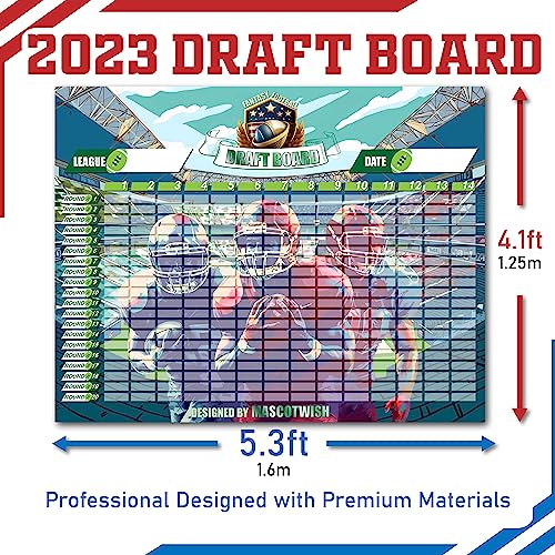 Extra Large Fantasy Football Draft Board 2023-2024 Kit - 640 Player Stickers - Color Edition[14 Teams 20 Rounds]