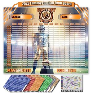 maysports extra large fantasy football draft board 2023-2024 kit - 5.3ft x 4.1ft board, 596 player labels, 2023 top rookies, fa players, schedule included- color edition[14 teams 20 rounds]