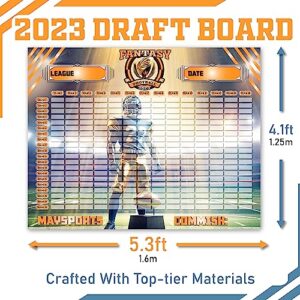 MAYSPORTS Extra Large Fantasy Football Draft Board 2023-2024 Kit - 5.3ft x 4.1ft Board, 596 Player Labels, 2023 Top Rookies, FA Players, Schedule Included- Color Edition[14 Teams 20 Rounds]