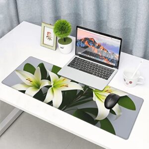 Lily Flowers Mouse Pads for Laptop and PC, 11.8"x31.5" Mouse Pad for Office and Cute Gaming Pads.