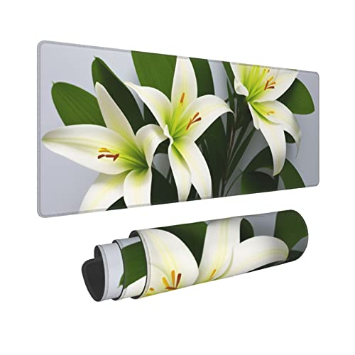 Lily Flowers Mouse Pads for Laptop and PC, 11.8"x31.5" Mouse Pad for Office and Cute Gaming Pads.