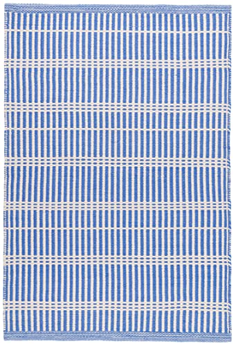 Dash and Albert Marlo French Blue Handwoven Indoor/Outdoor Rug, 8 X 10 Feet, Blue Stripe Pattern