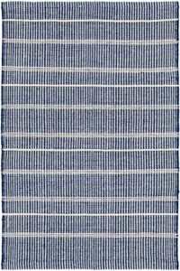 dash & albert samson navy handwoven indoor/outdoor rug, 8 x 10 feet, blue/ivory stripe pattern