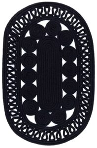 dash and albert reef black handwoven indoor/outdoor oval rug, 8 x 10 feet, black solid pattern