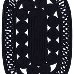 Dash and Albert Reef Black Handwoven Indoor/Outdoor Oval Rug, 8 X 10 Feet, Black Solid Pattern