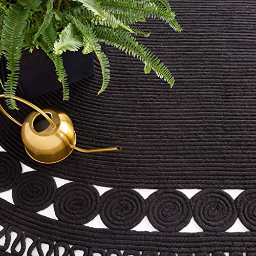 Dash and Albert Reef Black Handwoven Indoor/Outdoor Oval Rug, 8 X 10 Feet, Black Solid Pattern