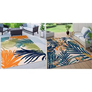 rugshop lucca contemporary floral indoor/outdoor area rug 7'10" x 10' multi & tropical floral leaves indoor/outdoor area rug 5' x 7' multi