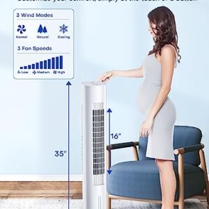 TEMEIKE 3-IN-1 Evaporative Air Cooler, 35-INCH Swamp Cooler Air Conditioner Portable for Room with Remote, 60° Oscillation, 7H Timer, 4 Ice Packs, Windowless Evaporative Cooler for Indoor Home Bedroom