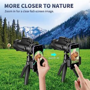 80x100 Monocular Telescope, Eullsi HD Monocular for Adults with Smartphone Adapter & Tripod, Compact Monocular for Bird Watching Hiking Camping Hunting Wildlife Travel (Black)