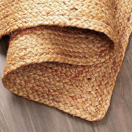 KEMA Jute Braided Area Rug, 8x10 Feet (96x120 Inches) - Rustic Vintage Braided Reversible Rectangular Rug, Shag Rugs for Bedroom, Jute Kitchen Rug, Living Room, Floor