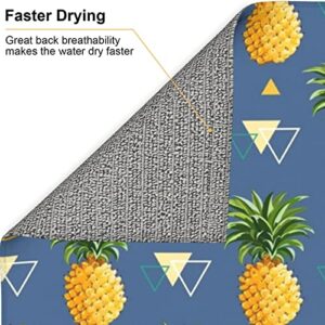 gold pineapple background Printed Drying Mat For Kitchen Ultra Absorbent Microfiber Dishes Drainer Mats Non-Slip Silicone Quick Dry Pad - 18 X 16inch