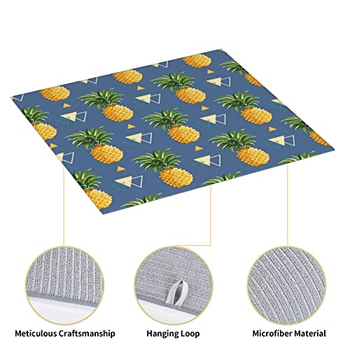 gold pineapple background Printed Drying Mat For Kitchen Ultra Absorbent Microfiber Dishes Drainer Mats Non-Slip Silicone Quick Dry Pad - 18 X 16inch