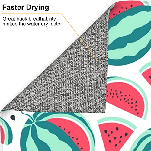 Fruits Watermelon Printed Drying Mat For Kitchen Ultra Absorbent Microfiber Dishes Drainer Mats Non-Slip Silicone Quick Dry Pad - 18 X 16inch