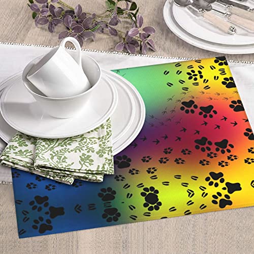 Paw Prints Pattern Printed Drying Mat For Kitchen Ultra Absorbent Microfiber Dishes Drainer Mats Non-Slip Silicone Quick Dry Pad - 18 X 16inch