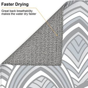Grey pattern Printed Drying Mat For Kitchen Ultra Absorbent Microfiber Dishes Drainer Mats Non-Slip Silicone Quick Dry Pad - 18 X 16inch