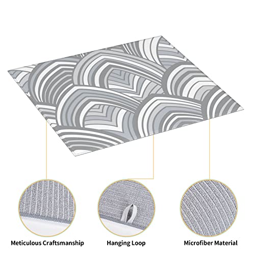 Grey pattern Printed Drying Mat For Kitchen Ultra Absorbent Microfiber Dishes Drainer Mats Non-Slip Silicone Quick Dry Pad - 18 X 16inch