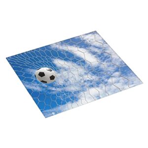 Football Blue-sky Printed Drying Mat For Kitchen Ultra Absorbent Microfiber Dishes Drainer Mats Non-Slip Silicone Quick Dry Pad - 18 X 16inch