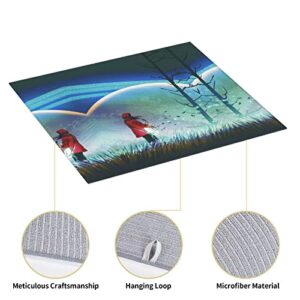 Guitar Girl Printed Drying Mat For Kitchen Ultra Absorbent Microfiber Dishes Drainer Mats Non-Slip Silicone Quick Dry Pad - 18 X 16inch