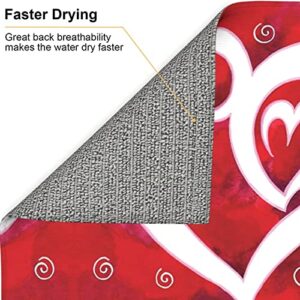 Heart & Flowers Printed Drying Mat For Kitchen Ultra Absorbent Microfiber Dishes Drainer Mats Non-Slip Silicone Quick Dry Pad - 18 X 16inch