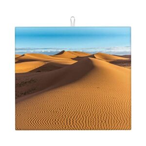 sand dunes in the sahara desert printed drying mat for kitchen ultra absorbent microfiber dishes drainer mats non-slip silicone quick dry pad - 18 x 16inch