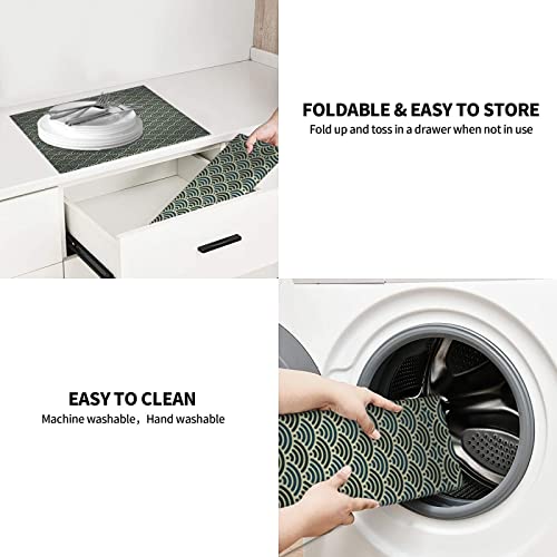 Japanese Pattern Printed Drying Mat For Kitchen Ultra Absorbent Microfiber Dishes Drainer Mats Non-Slip Silicone Quick Dry Pad - 18 X 16inch