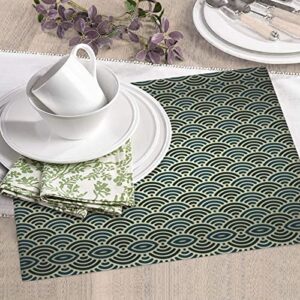 Japanese Pattern Printed Drying Mat For Kitchen Ultra Absorbent Microfiber Dishes Drainer Mats Non-Slip Silicone Quick Dry Pad - 18 X 16inch