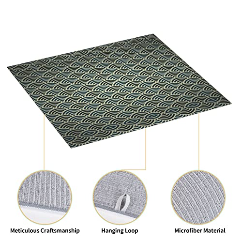 Japanese Pattern Printed Drying Mat For Kitchen Ultra Absorbent Microfiber Dishes Drainer Mats Non-Slip Silicone Quick Dry Pad - 18 X 16inch