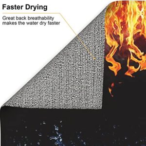 Ice Fire Printed Drying Mat For Kitchen Ultra Absorbent Microfiber Dishes Drainer Mats Non-Slip Silicone Quick Dry Pad - 18 X 16inch