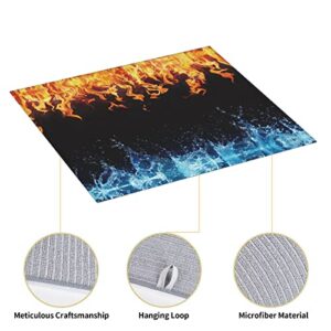 Ice Fire Printed Drying Mat For Kitchen Ultra Absorbent Microfiber Dishes Drainer Mats Non-Slip Silicone Quick Dry Pad - 18 X 16inch