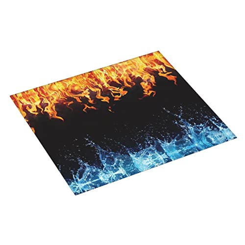 Ice Fire Printed Drying Mat For Kitchen Ultra Absorbent Microfiber Dishes Drainer Mats Non-Slip Silicone Quick Dry Pad - 18 X 16inch