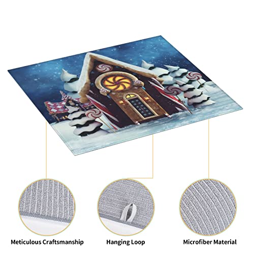 Lollipops Christmas Trees Cottage Printed Drying Mat For Kitchen Ultra Absorbent Microfiber Dishes Drainer Mats Non-Slip Silicone Quick Dry Pad - 18 X 16inch