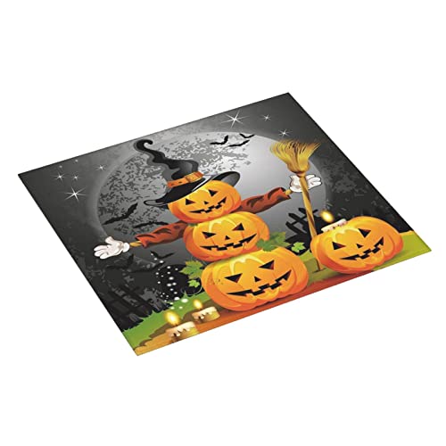 Halloween Pumpkins Printed Drying Mat For Kitchen Ultra Absorbent Microfiber Dishes Drainer Mats Non-Slip Silicone Quick Dry Pad - 18 X 16inch