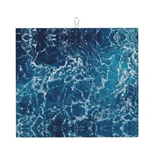 sea seen from the top printed drying mat for kitchen ultra absorbent microfiber dishes drainer mats non-slip silicone quick dry pad - 18 x 16inch