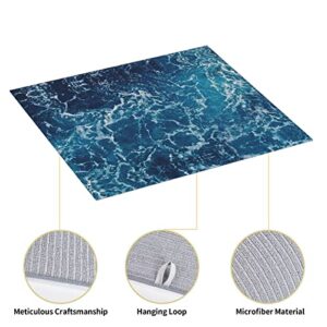 sea seen from the top Printed Drying Mat For Kitchen Ultra Absorbent Microfiber Dishes Drainer Mats Non-Slip Silicone Quick Dry Pad - 18 X 16inch