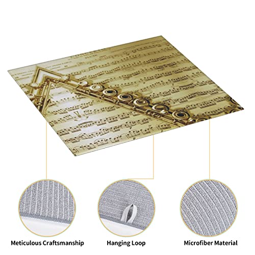 Flute Music Printed Drying Mat For Kitchen Ultra Absorbent Microfiber Dishes Drainer Mats Non-Slip Silicone Quick Dry Pad - 18 X 16inch