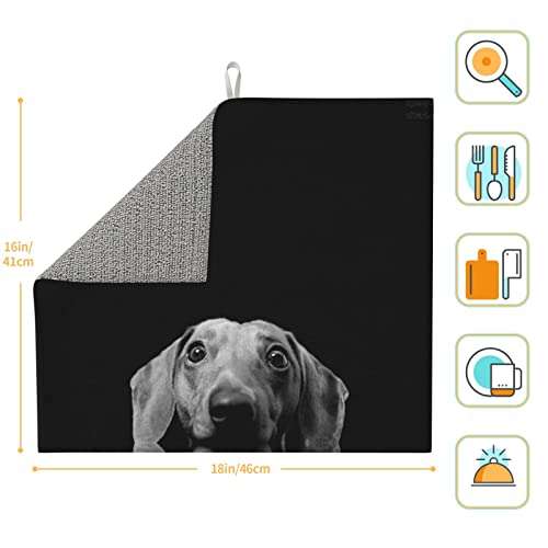 Funny Dog Printed Drying Mat For Kitchen Ultra Absorbent Microfiber Dishes Drainer Mats Non-Slip Silicone Quick Dry Pad - 18 X 16inch