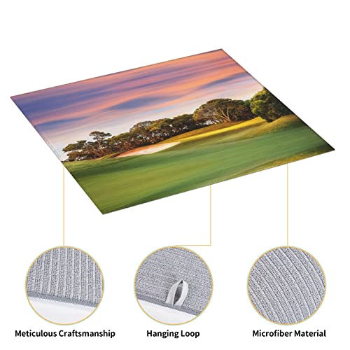 Golf Course Printed Drying Mat For Kitchen Ultra Absorbent Microfiber Dishes Drainer Mats Non-Slip Silicone Quick Dry Pad - 18 X 16inch
