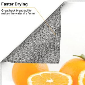 Fresh oranges Printed Drying Mat For Kitchen Ultra Absorbent Microfiber Dishes Drainer Mats Non-Slip Silicone Quick Dry Pad - 18 X 16inch