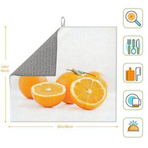 Fresh oranges Printed Drying Mat For Kitchen Ultra Absorbent Microfiber Dishes Drainer Mats Non-Slip Silicone Quick Dry Pad - 18 X 16inch